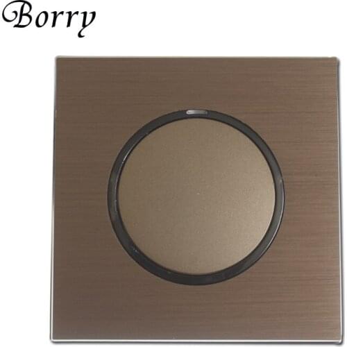 86 type 1 gang 1way luxury Coffee aluminum alloy panel Switch socket randomly pressing on / off wall light switch with LED
