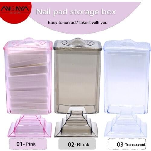 ANGNYA Multifunctional Makeup Cotton Pad Empty Box Nail Art Remover Paper Wipe Holder Container Storage Case Pink Transparent