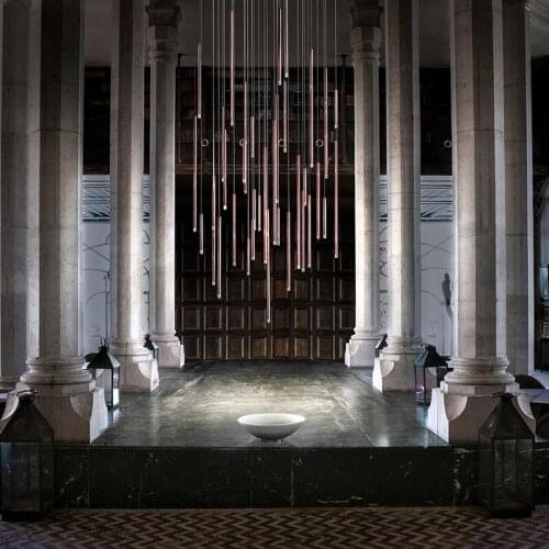 Bar chandelier post modern minimalist creative hotel front lobby sales department art long tube designer lamps