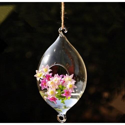 Free Shipping 2pcs/pack 9*19cm Two Hocks Hanging Glass Vase Home Decorative Cone Shaped Terrarium Friend Favor Gift Wedding Prop