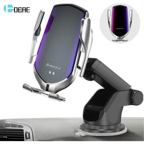 DCAE 10W Qi Wireless Car Charger Automatic Infrared Sensor Fast Charging Phone Holder For iPhone 11 XS XR X 8 Samsung S20 S10 S9