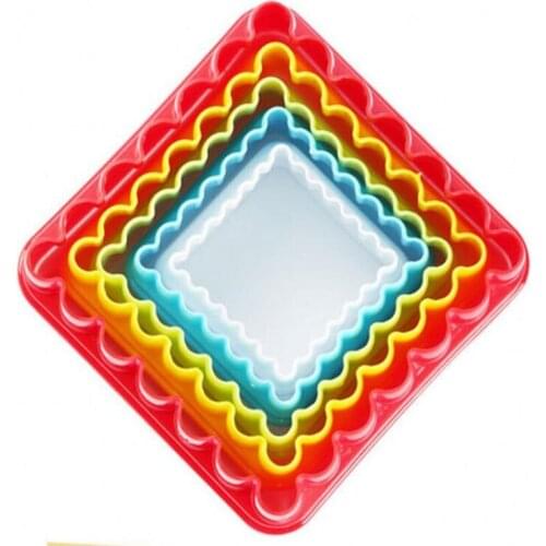 5pcs/lot Square Geometric Shaped Biscuit Cookie Cutter Cake Mold Stamp Fondant DIY Cake Kitchen Cooking Tools 5 size together