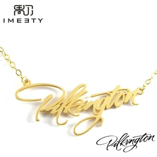 IMEETY handwriting necklace jewelry custom your signature necklaces any name available design free