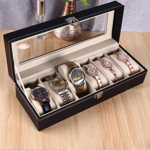 Grids Watch Box PU Leather Watch Case Holder Organizer Storage Box for Quartz Watches Jewelry Boxes Display Best Gift