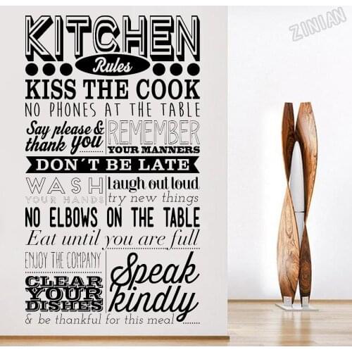 Kitchen Rules Quotes Wall Decals Dining Room Decoration Vinyl Home Interior Wall Stickers For Resturant Modern Home Decor Y329