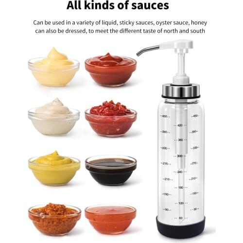 Kitchen sauce bottle glass squeeze bottle 300/500ml storage honey dispenser sealed bottle transparent storage honey special jar