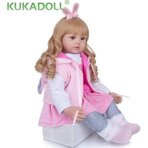 KUKADOLL 60CM Reborn Baby Doll Newborn Baby Girl Cloth Body Vinyl Bebê Reborn de Silicone Menina 2020 Birthday Present