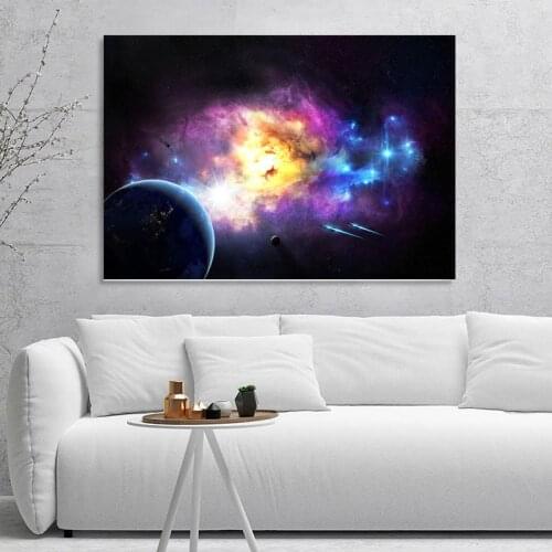 Maision Celestial Quadro Starry Sky Nebula Star Cloud Abstract Wall Art Canvas Painting Wall Pictures for Living Room Decoration