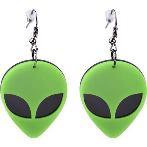 Fashion Green Aliens Head Earrings For Women Bars and nightclubs Feature Popular Acrylic Drop Earrings Drop Shipping E19051