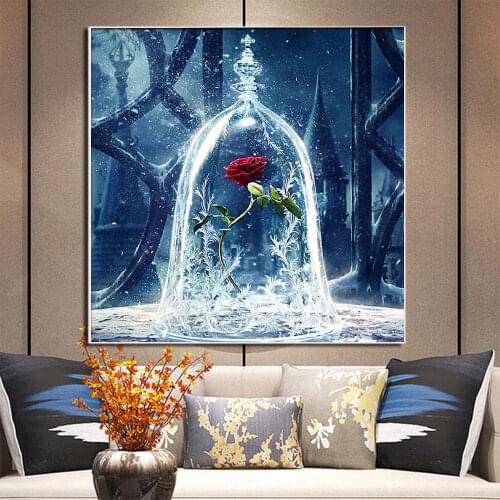 Flowers Rose Printed Water-Soluble Canvas 11CT Cross-Stitch Set Embroidery DMC Threads Handicraft Hobby Handmade Sewing Sales