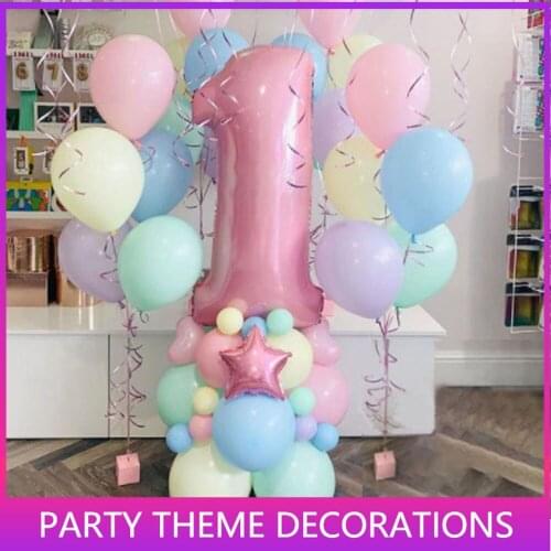 58pcs/set Macaron Latex Balloons Set Pink 40 Inch Number Foil Balloon Baby Shower Decorations Happy Birthday Party Supplies