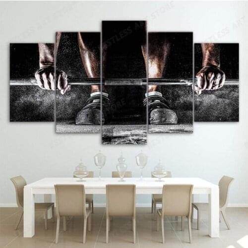 Wall Decor Bathroom Living Room Bedroom 5pcs Canvas Wall Art Painting Pictures Weightlifting Sports Decoration