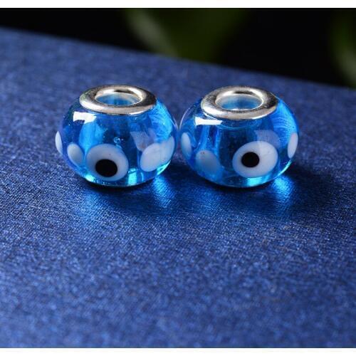 Wholesale Handmade Lampwork Glass Beads Fashion Charm Beads For European Jewelry Bracelet Making DIY Eye Bead 9x14mm 50pcs/lot