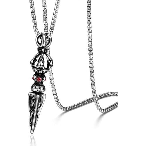 Punk Stainless Steel Buddhism Jiang Mochu Pendant Necklaces for Men Rock Jewelry Drop Shipping