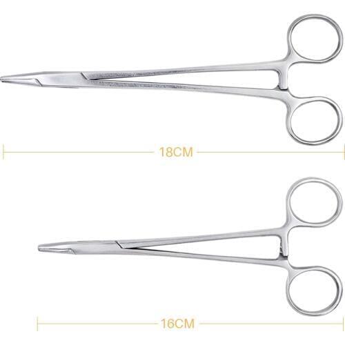 1Pcs Veterinary Needle Holder Pliers Stainless Steel 16Cm/18Cm Forceps Orthodontic Tweezer Farm Breeding Instrument Equipment