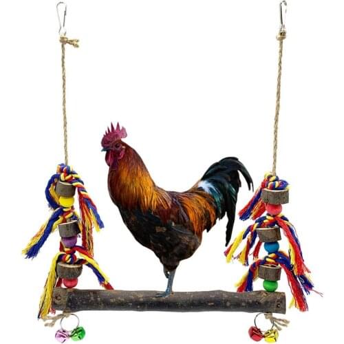 Bird ToyBird Perch Stand Stick Pet Chicken Swing Swing Pet Hammock Toy With Cotton Rope Bell For Rooster Hen Chick