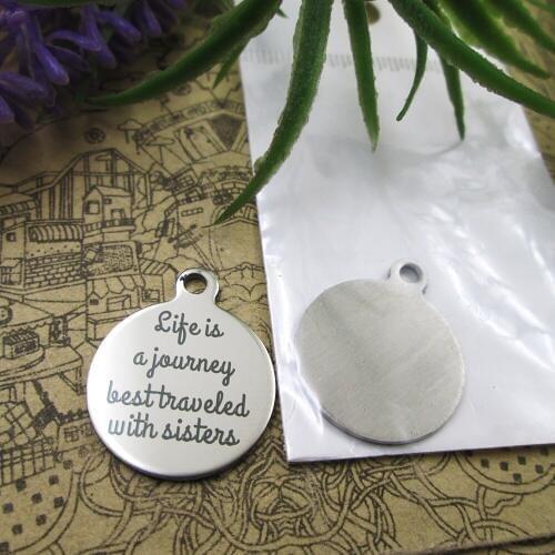 10pcs--"Life Is A Journey Best Traveled With..."stainless steel charms 5 styles for choosing DIY Charms for necklace bracelets