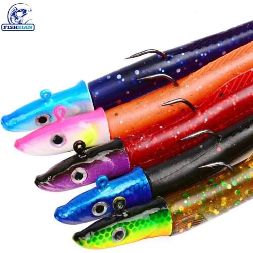 FISHSIAN Fishing Lure 5pcs Grub Type Soft Plastic Lures Swimbait 12.5cm 14g Metal Head Soft Bait Swimbait Bass Fishing Lure Set