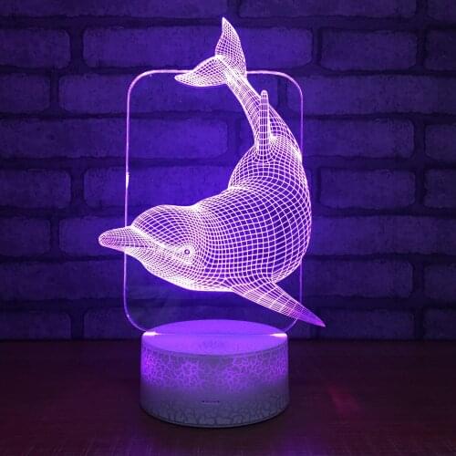 Touch 3D Illusion Night Light Colorful Dolphin Table Desk Lamp for Kids Birthday Gift Bedroom Decoration Remote Control
