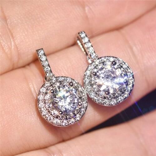 Luxury Crystal Round Earrings For Women Jewelry Charm Rose Gold Girl Piercing Earrings Lady Gold Accessories Stone Earrings Hot