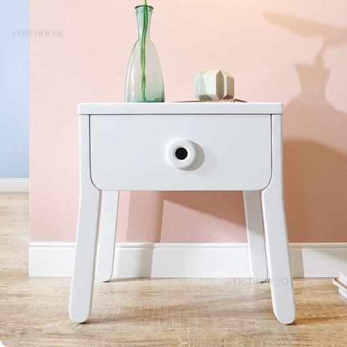 Nordic Solid Wood Childrens Bedroom Nightstands Modern Minimalist Living Room Bedside Table Small Apartment Kid Storage Cabinet