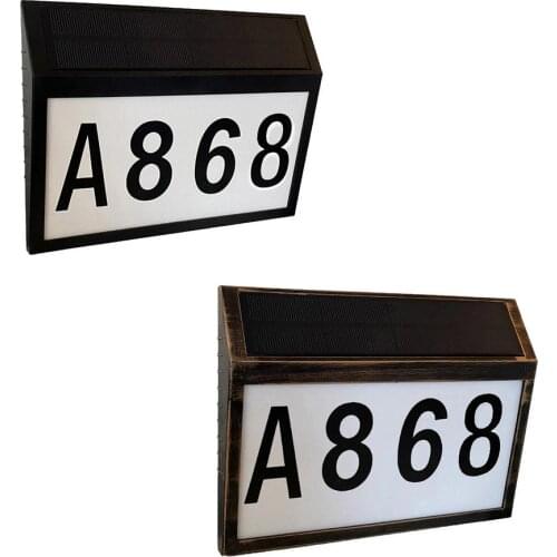 House Numbers Light Outdoor Waterproof Solar Digital Signage LED Illuminated Address Number Metal Plaque Tag With Solar Panel