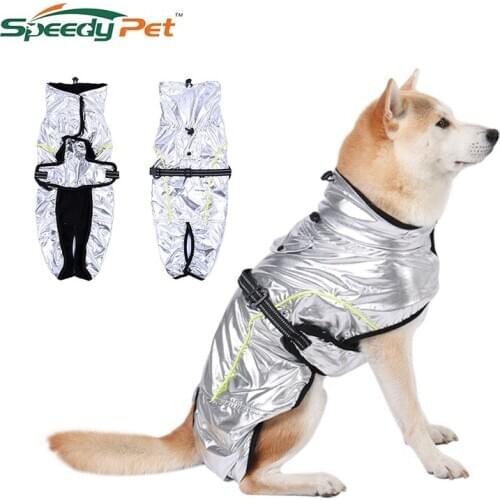XS-5XL Warterproof Pet Dog Winter Clothes Self-warmming Pet Jacket Jumpsuit For Small Meddia Big Dog Puppy Pet Silver Space Suit
