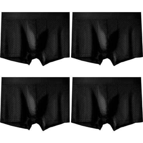 Mens Underwear Mesh Bright Muscle Color Ice Silk Antibacterial Underwear