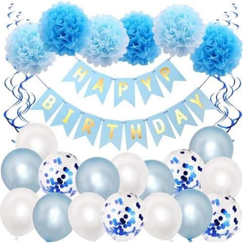 Birthday Party Decorations, Hanging Flags, Hanging Banners, Flower Balls, Spiral Ornaments