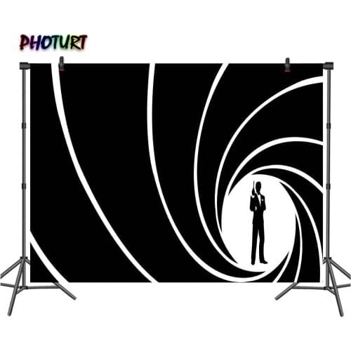 PHOTURT Casino Royale Photography Backdrop Boy 1st Birthday Party Background Black and White Pattern Vinyl Photo Banner Props