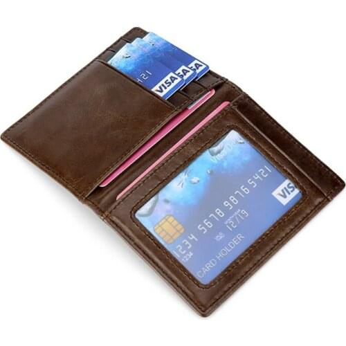 Genuine Leather Composite Vintage Card Holder High Quality Camel Color Mens Portable Pack Business Card ID Wallet pocket