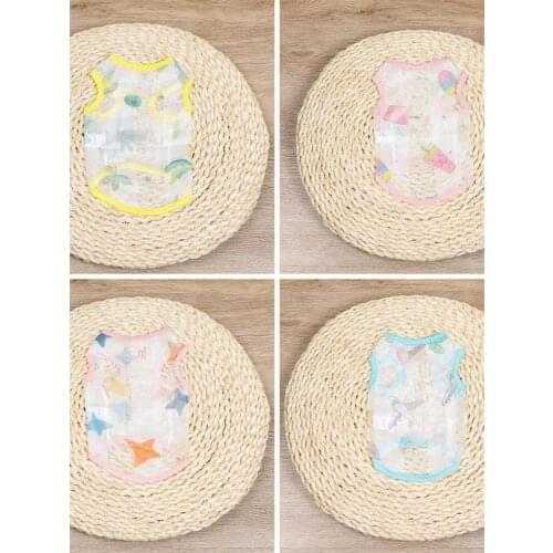 XS-L Pet Dog Cool Sun Sunscreen Vest Clothes Sleeveless Polyster Vest with Cute Pattern Printed Breathable Undershirt Pet Outfit