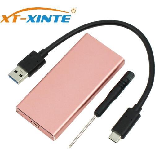 XT-XINTE Aluminum USB3.1 Type-C mSATA SSD Enclosure USB3.0 mSATA SSD Case Screw Fixing With Data Cable For Windows/Linux/Mac