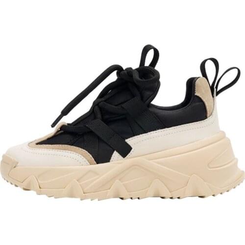 RASMEUP Women Sneakers Mixed Color Lace Up Fashion Platform Spring Shoes Woman Thick Bottom Daily Lady Footwear Size 35-40