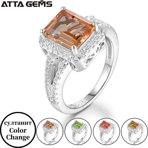 Sultanite Sterling Silver Ring for Women Fine Jewelry Created Zultanite Diaspore Color Change Wedding Classical Design Ring
