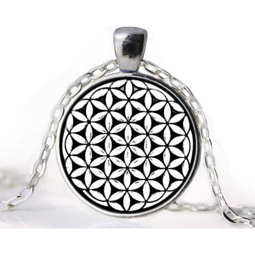 Flower of life Necklace Pendant Sacred geometry pattern Jewelry Gothic Glasses Pendant Necklace Gift For Kids
