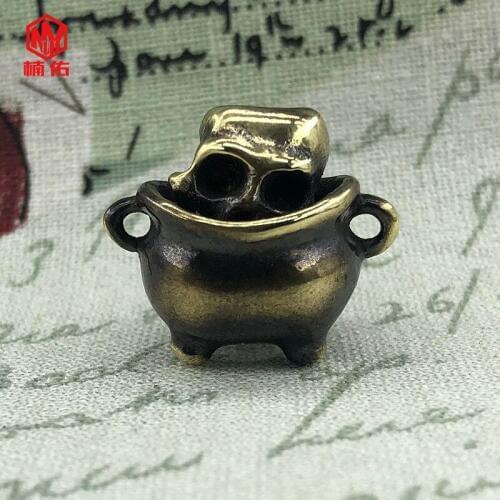 1PC Boiled Skull Retro Brass Knife Beads Lanyard Pendant Paracord Umbrella Rope Bracelet Flashlight DIY EDC Pendant Accessories