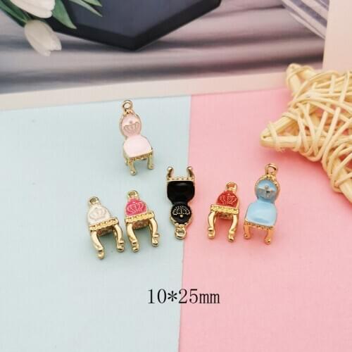 10 3-D enamel Chair Charm gold-tone A Throne for a king Vintage pendant French Chair Earrings Craft Supplies Charm 10*25mm #JI3R