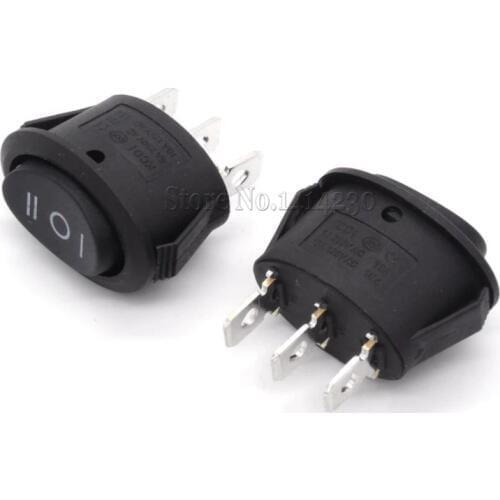 10PCS 3 Position 3 Pins Mini Oval Rocker Switch Black ON-OFF-ON AC 6A 250V 10A 125V