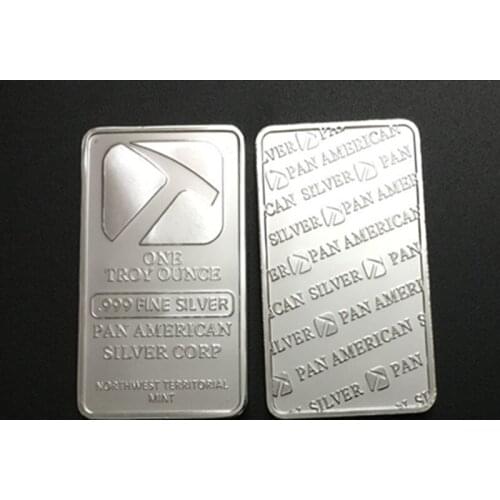 100 pcs Non Magnetic The Pan American corp hammer badge one OZ silver plated ingot 28 mm x 50 mm souvenir bar decoration coin