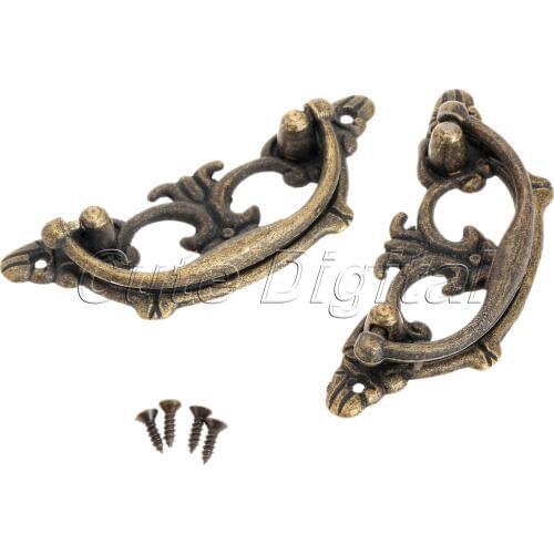 2pcs Antique Brass Furniture Handle Kitchen Cupboard Door Cabinet Cup Drawer Pull Knobs Jewelry Wooden Box Decorative Knobs