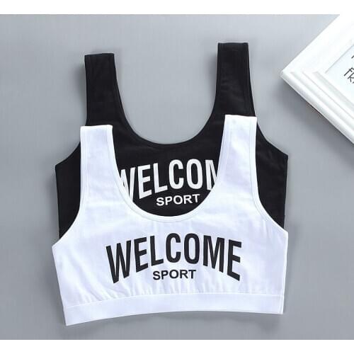 2pcs Letter SPORT BRA Girls Bra Underwear Lingerie Kids Teens Teenage Young Adolescente Student Cotton Double Deck 8-16y