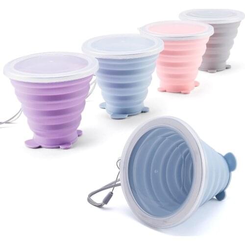 250MLTelescopic Portable Silicone Folding Cup With Dstproof Cover Outdoor For Coffee Cups Children Travel Drink Water Copa