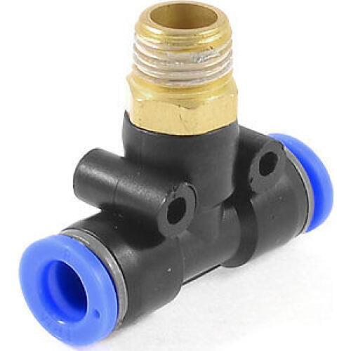 4PCS M5 1/8"PT 1/4" PT Male Thread to 4mm T Shape 3 way Air Pneumatic Quick Joint Coupler Adapter