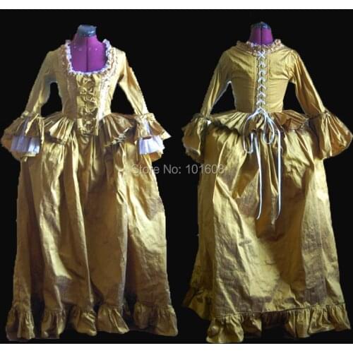 Tailored!Royal Gold Vintage Costumes Duchess Princess Civil war 18th Rococo Marie Antoinette DRESS Victorian dresses HL-374