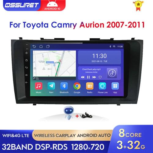 Car Multimedia Radio Stereo GPS Navigation Player For Toyota Camry Aurion 2007-2011 Android10 Bluetooth DSP Wifi Mirror Link SWC
