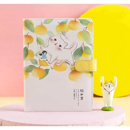 "Fruit Cat" Cute Soft Faux Leather Diary Weekly Planner Notebook Study Journal Stationery Gift