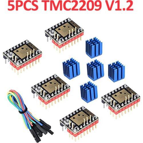 5PCS TMC2209 V1.2 Stepper Motor Driver with Heatsink for SKR V1.3 MKS GEN L Ramps 1.4/1.5/1.6 3D Printer Parts