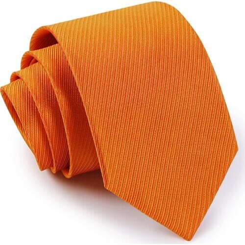 High Quality 2019 New Fashion Ties Men Business 8cm Orange 100% Silk Tie Wedding Ties for men Designers Brand with Gift Box