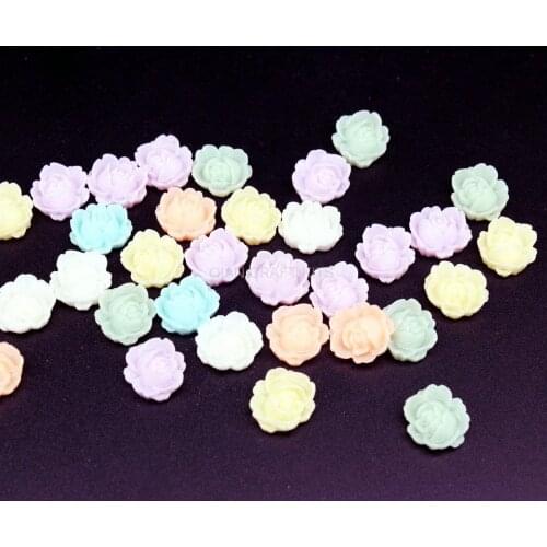 400pcs Cabbage Rose Flower Cabochons 13mm - Resin - Pastel color Mix jewelry Findings